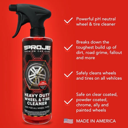 Proje Premium Car Care Heavy Duty Wheel & Tire Cleaner 16oz - Breaks Down Tough Built on Dirt 10007